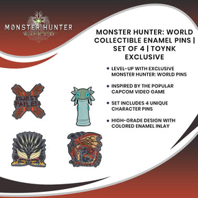 Monster Hunter: World Collectible Enamel Pins | Set of 4 | Toynk Exclusive