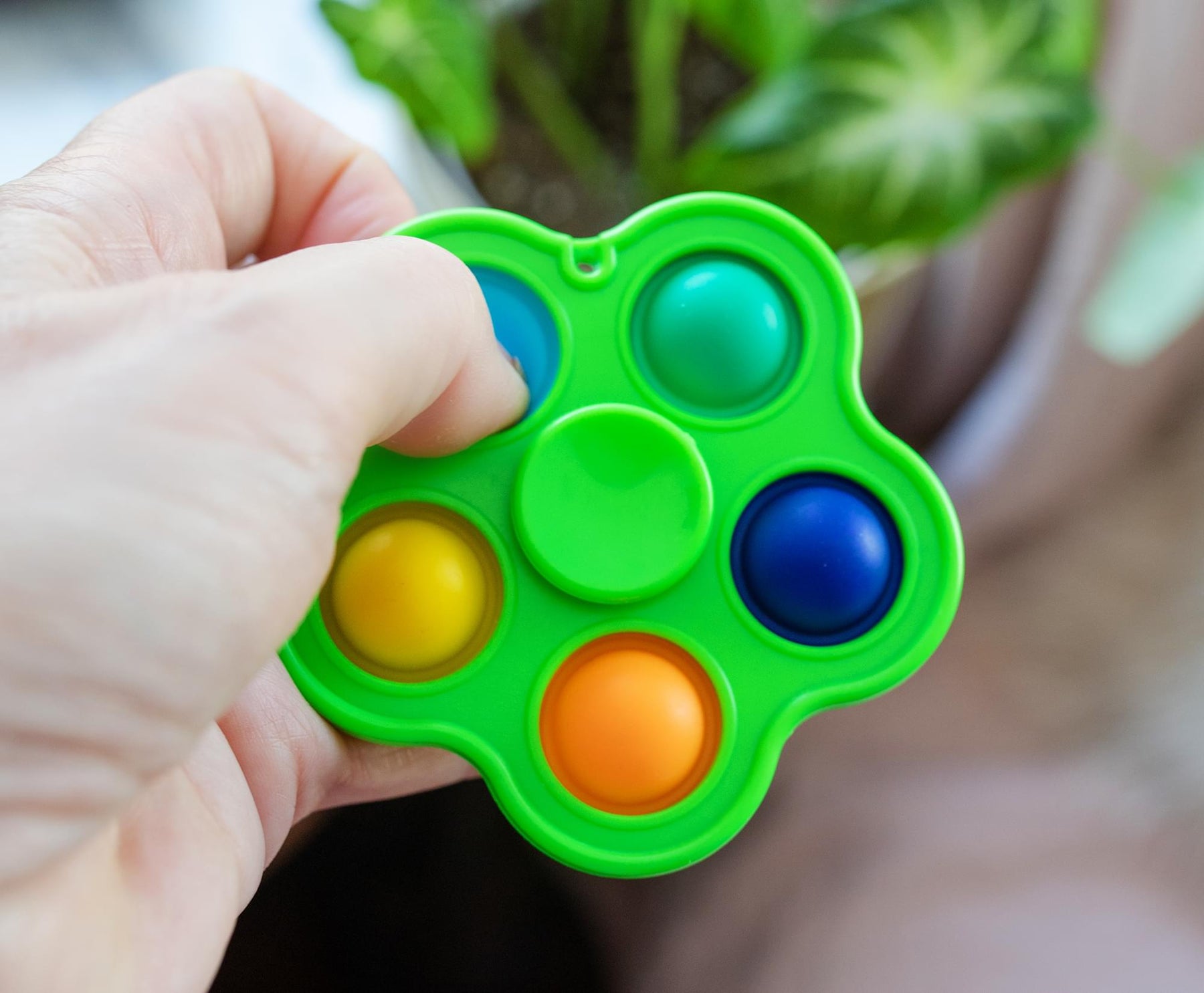 Pop Fidget Toy Spinner Green 5-Button Bubble Popping Game