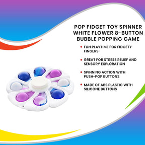 Pop Fidget Toy Spinner White Flower 8-Button Bubble Popping Game