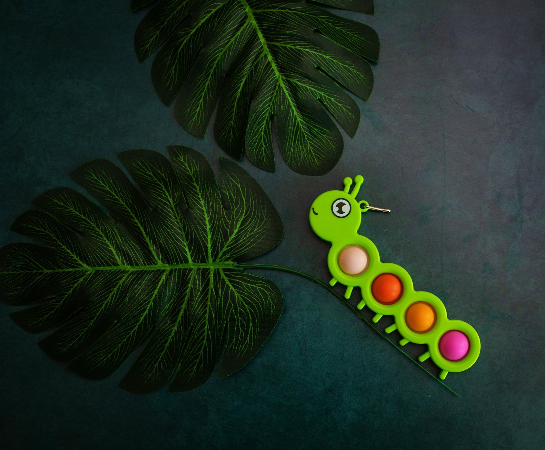 Pop Fidget Toy Green Caterpillar 4-Button Bubble Popping Game