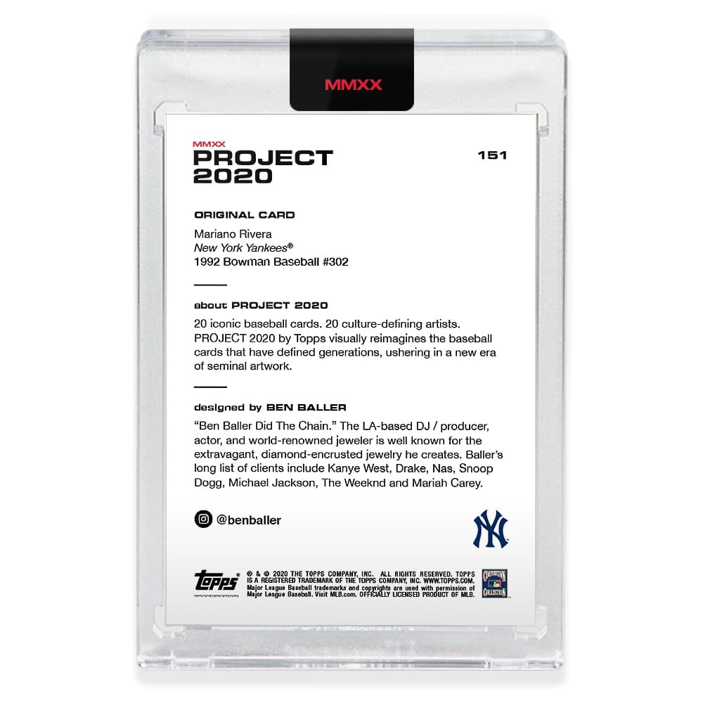 Topps PROJECT 2020 Card 151 - 1992 Mariano Rivera by Ben Baller