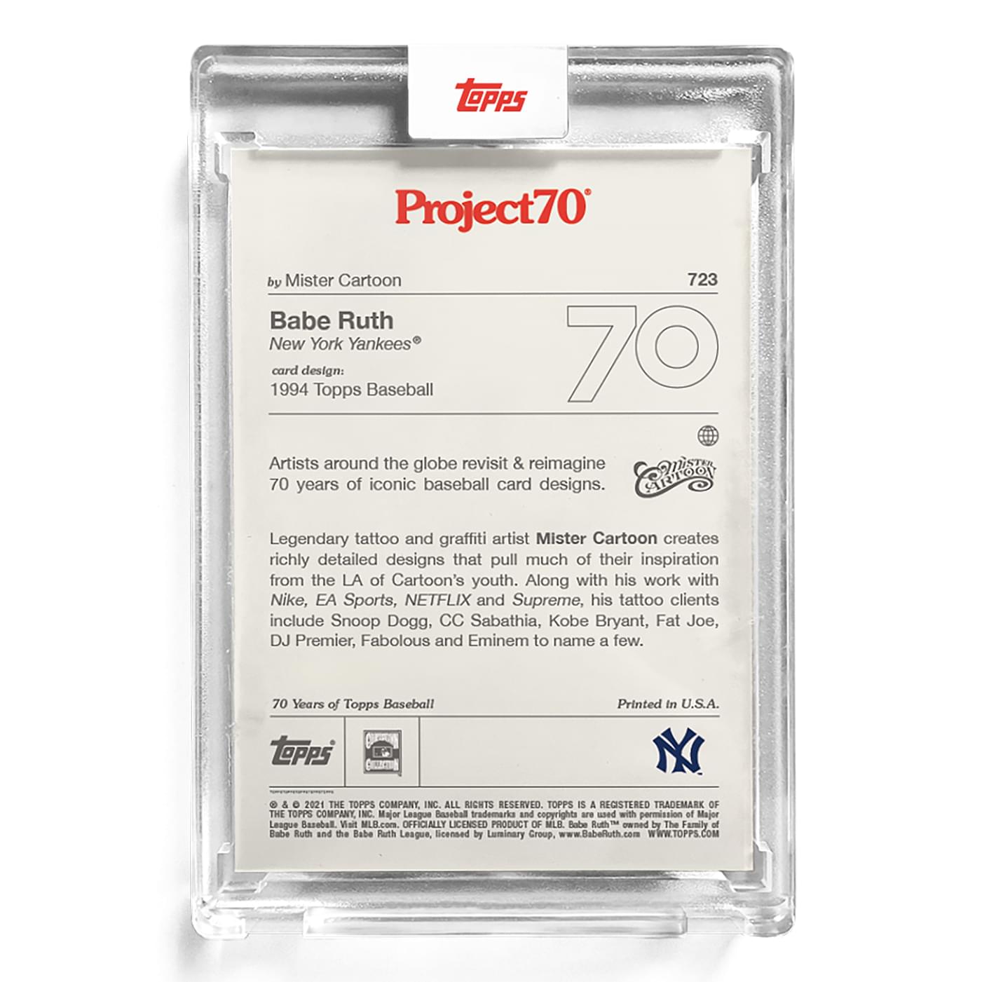 Topps Project70 Card 723 | 1994 Babe Ruth by Mister Cartoon