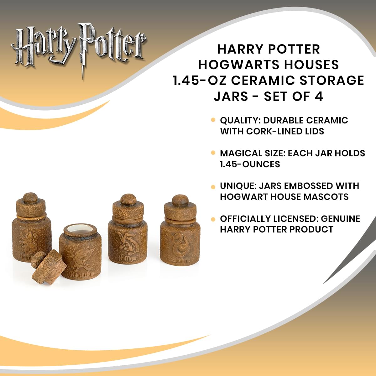 Harry Potter Hogwarts Houses 1.45-Oz Ceramic Storage Jars - Set of 4