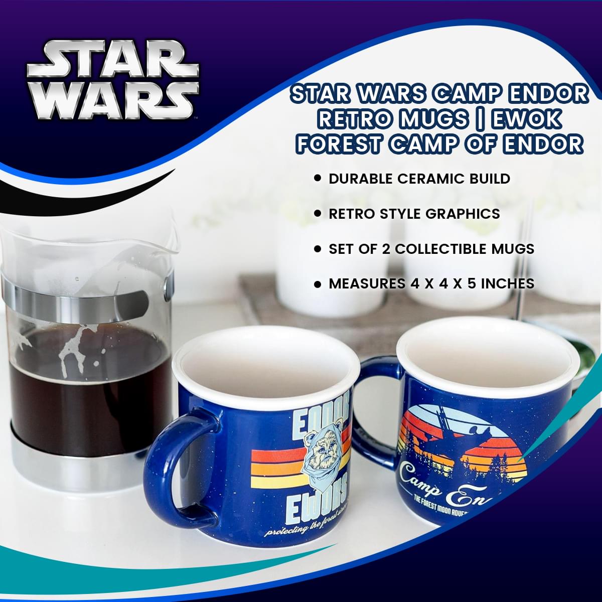 Seven20 Star Wars Camp Endor Retro Mugs, Ewok Forest Camp Of Endor Cups