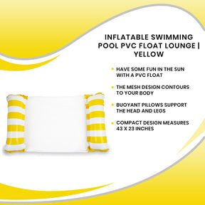 Inflatable Swimming Pool PVC Float Lounge | Yellow