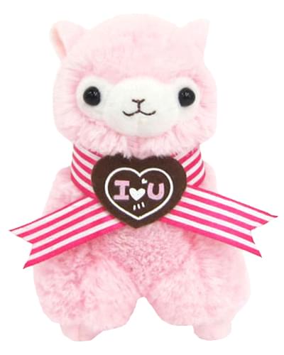 Llama Sweet Heart Alpaca 4.5" Plush Key Chain Pink