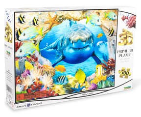 Peek-A Boo Shark in the Deep Blue Sea Super 3D 500 Piece Jigsaw Puzzle